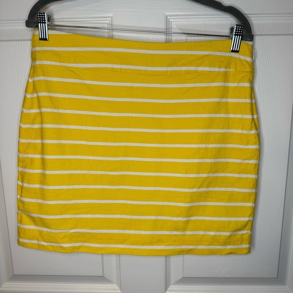 Banana Republic Yellow and White Mini Pencil Skirt Size 8 GUC